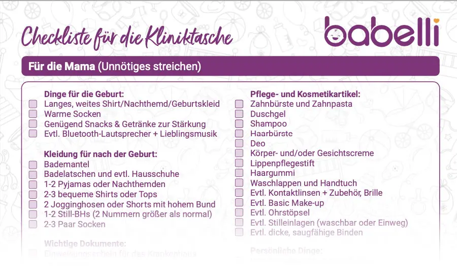 kliniktasche für geburt - Was trägt man im Krankenhaus nach Geburt