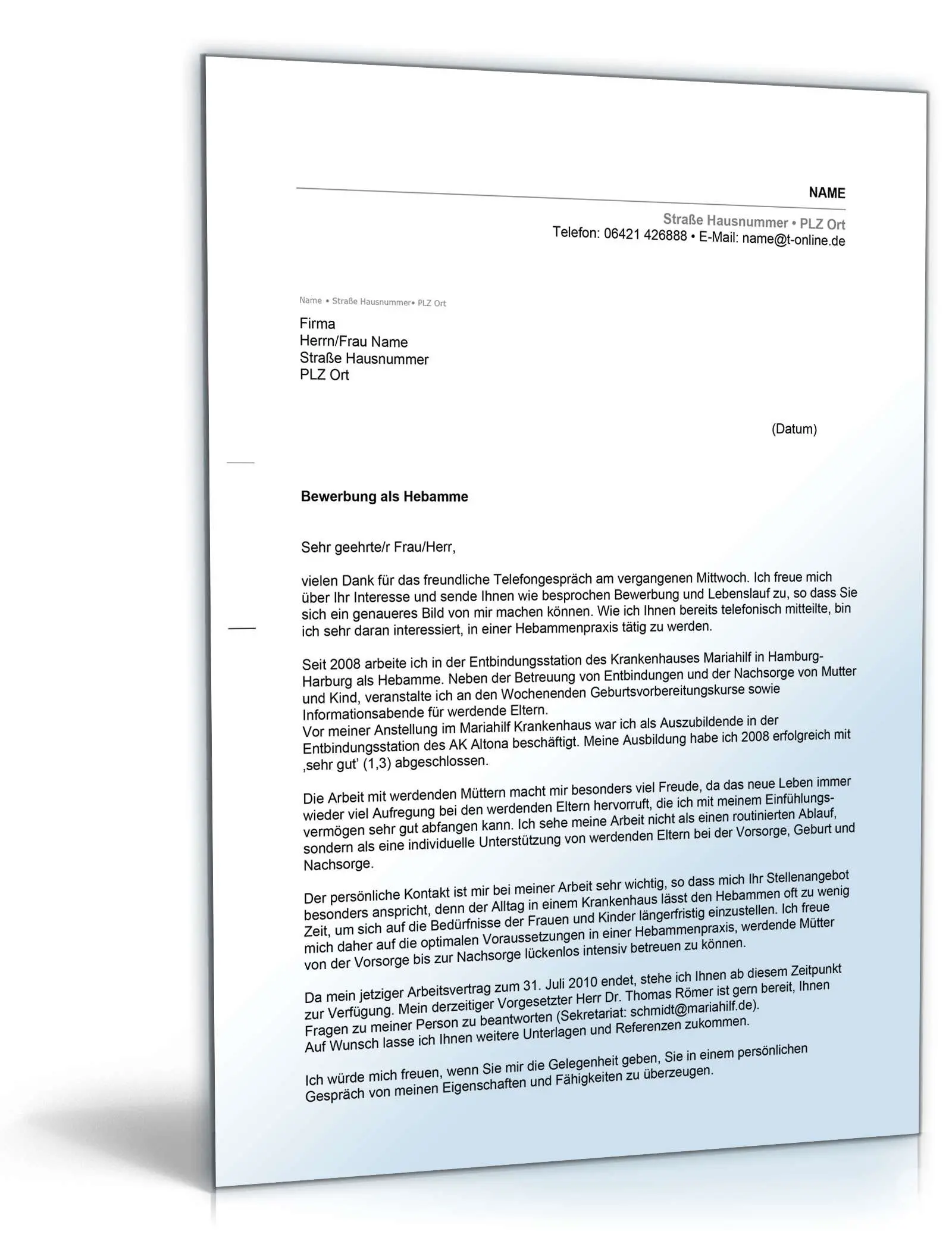 bewerbungsschreiben als hebamme - Wie schreibe ich ein gutes Anschreiben für eine Bewerbung