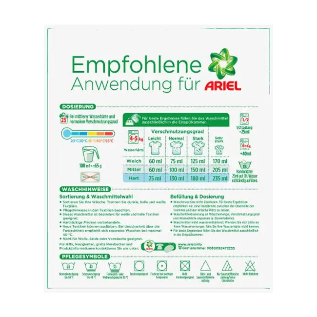 ariel dosierung - Wie viel Ariel Pulver